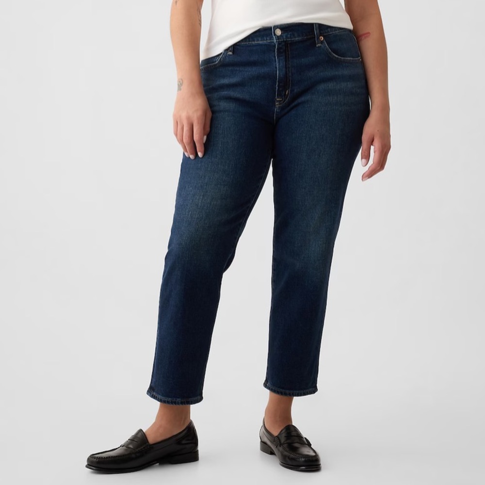 Gap Dark Blue Girlfriend Mid Rise Jeans Plus Size 35 20 RS bin 1D